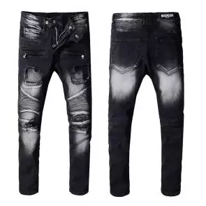 hommes balmain straight biker jeans hiphop pants black white